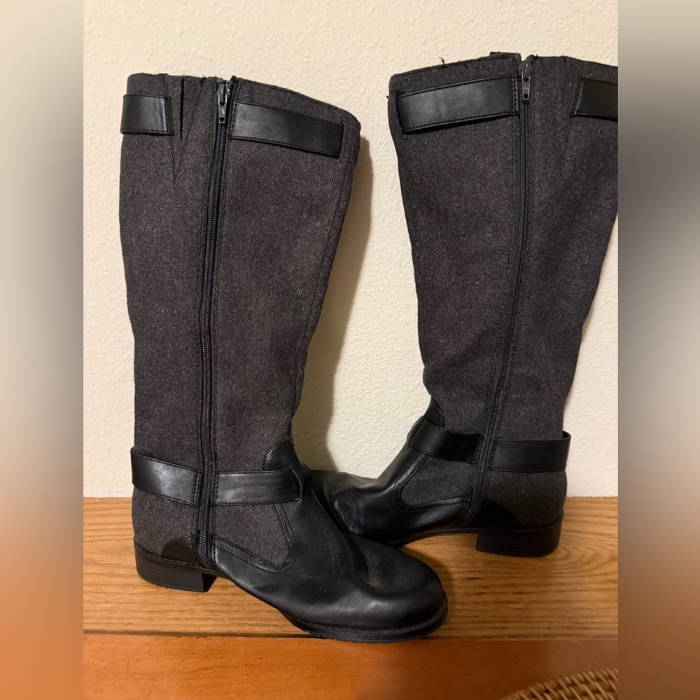 AEROSOLES Black and Gray Over-the-Knee Boots